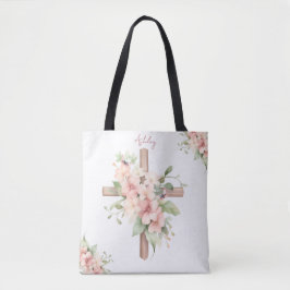 Bolsa Tote Cruz de Páscoa em Aquarela Personalizada