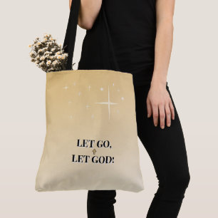 Bolsa Tote Cruz Dourada Deixe Ir Deixe Deus Luz