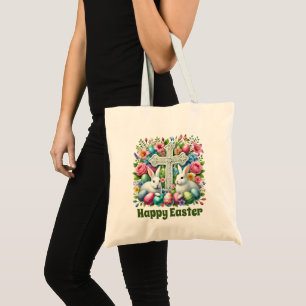 Bolsa Tote Cruz Feliz Páscoa Religiosa