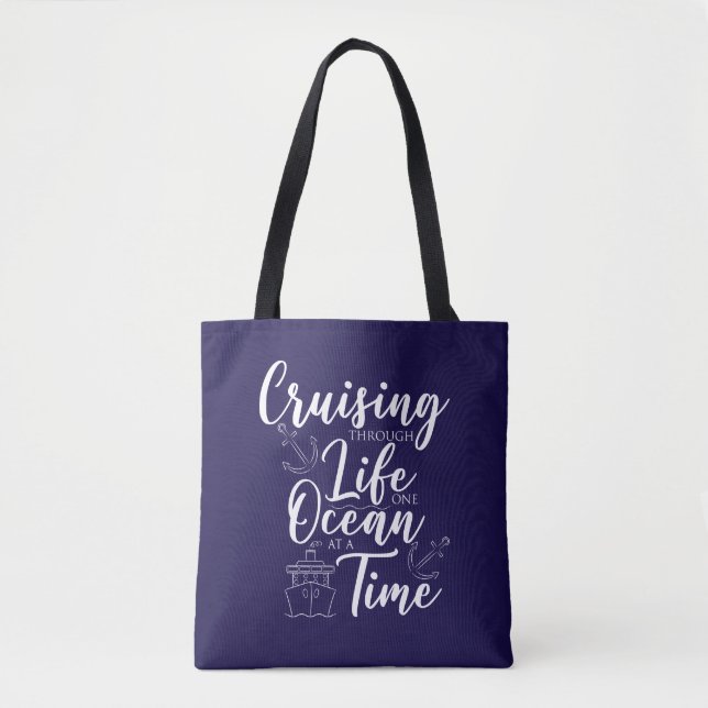 Bolsa Tote Cruzando a vida térmica náutica (Frente)