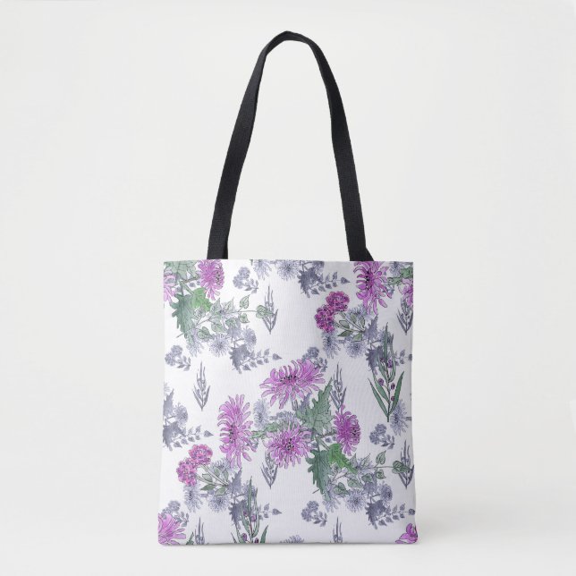 Bolsa Tote Crysanthemos Lilac (Frente)