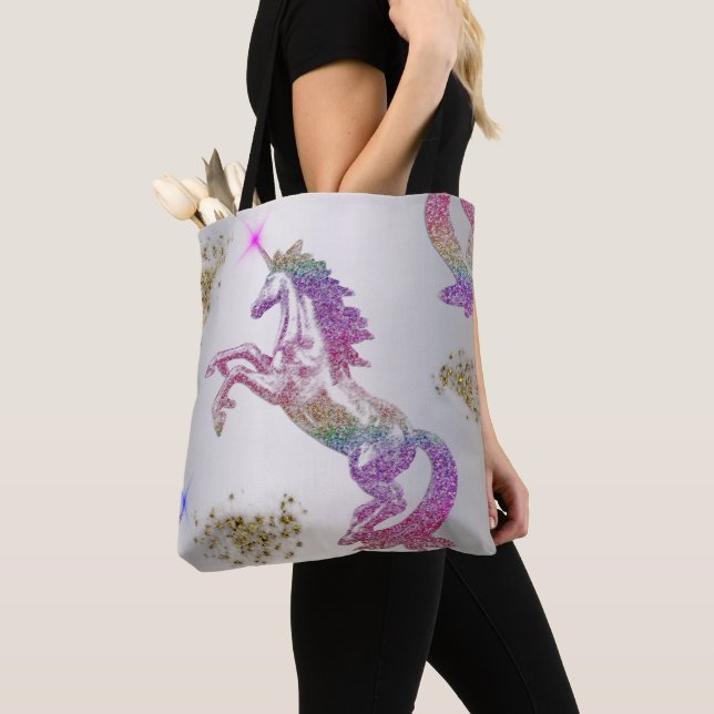 Bolsa Tote Crystal Rainbow Unicorn (Close Up)