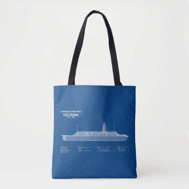 Bolsa Tote CSS Virginia - Ship Blueprint Planos ABD (Frente)