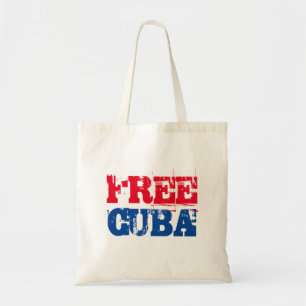 Bolsa Tote Cuba livre SOS Cuba vermelho azul branco
