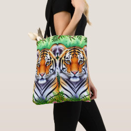 Bolsa Tote Cubo de tigre botânico ousado