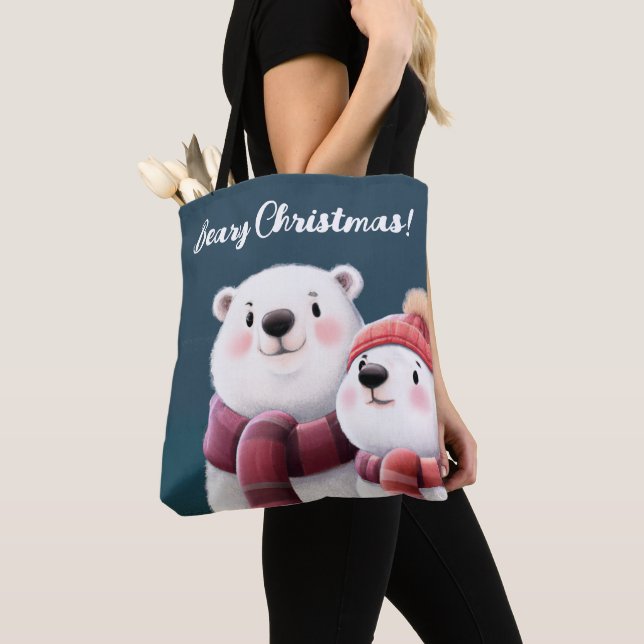 Bolsa Tote Cubos de Urso Polar Bonitos Vestindo Escarpas (Close Up)