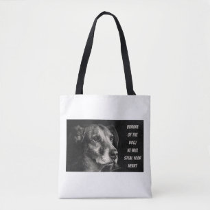 Bolsa Tote Cuidado com o cão, foto personalizada de animais d