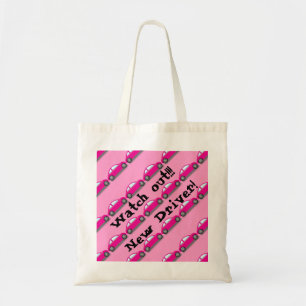 Bolsa Tote Cuidado! Novo driver! Saco de Toque do Carro Rosa