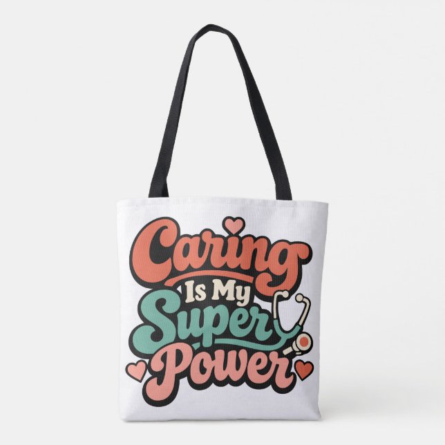 Bolsa Tote Cuidar é meu superpoder Enfermeira   (Verso)