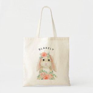 Bolsa Tote Cuja Aquarela Floral Nome da Páscoa