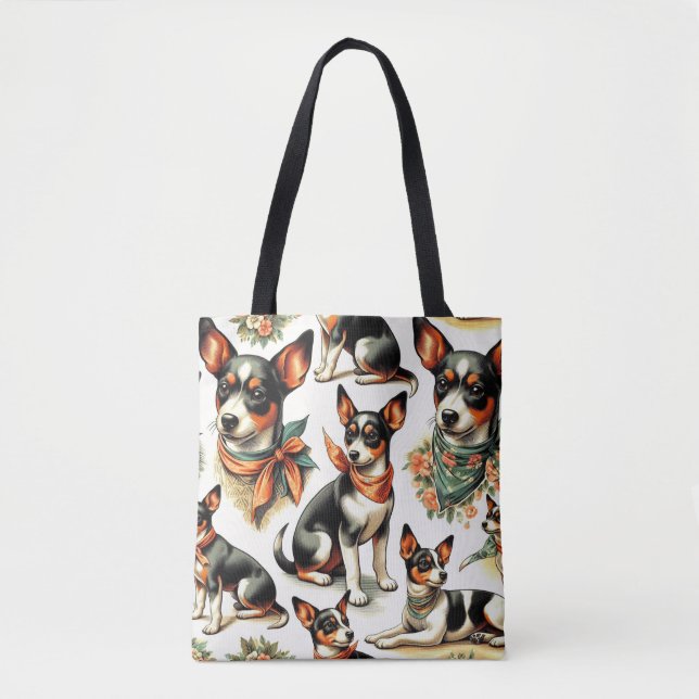 Bolsa Tote Cuja Vintage Rat Terrier não parece (Frente)