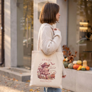 Bolsa Tote Cumprimentos de Halloween Cowboy Fantasma Laço