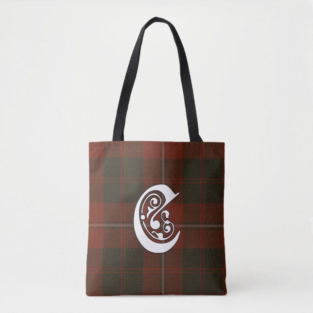 Bolsa Tote Cunningham Clan Tartan Monograma (Frente)