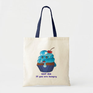 Bolsa Tote Cupcake azul engraçado