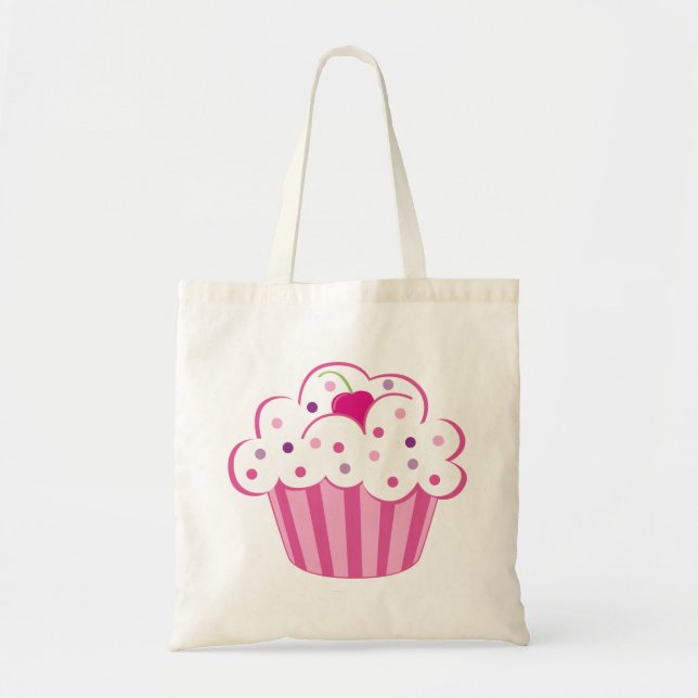 Bolsa Tote Cupcake cor-de-rosa (Frente)
