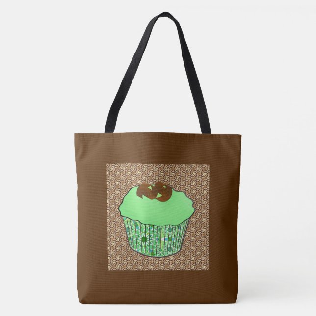 Bolsa Tote Cupcake de Chocolate com Creme de Hortelã, Fundo F (Frente)
