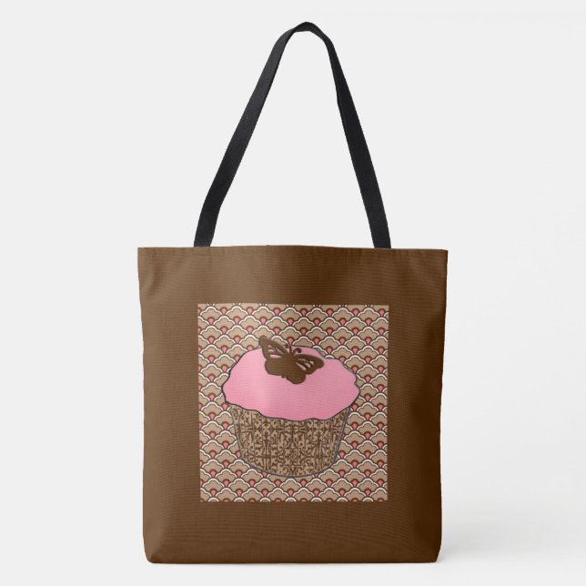 Bolsa Tote Cupcake de Fosco Rosa de Morango (Frente)