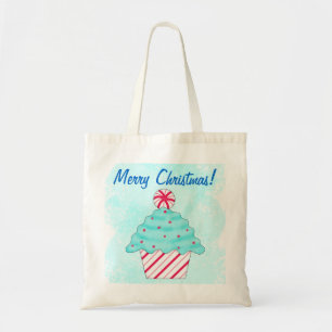 Bolsa Tote Cupcake de hortelã-pimenta de Natal, Compro reutil