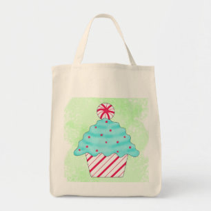 Bolsa Tote Cupcake de hortelã-pimenta de Natal Verde