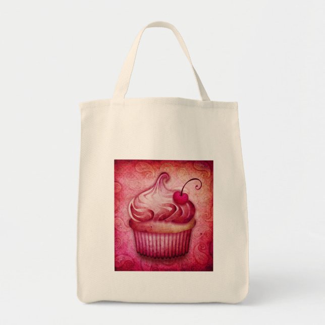 Bolsa Tote cupcake de paisley rosa (Frente)