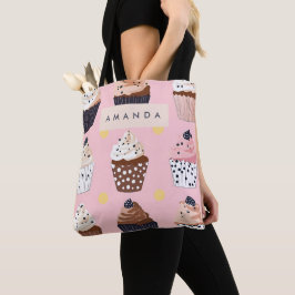 Bolsa Tote Cupcake doçoso personalizado monograma