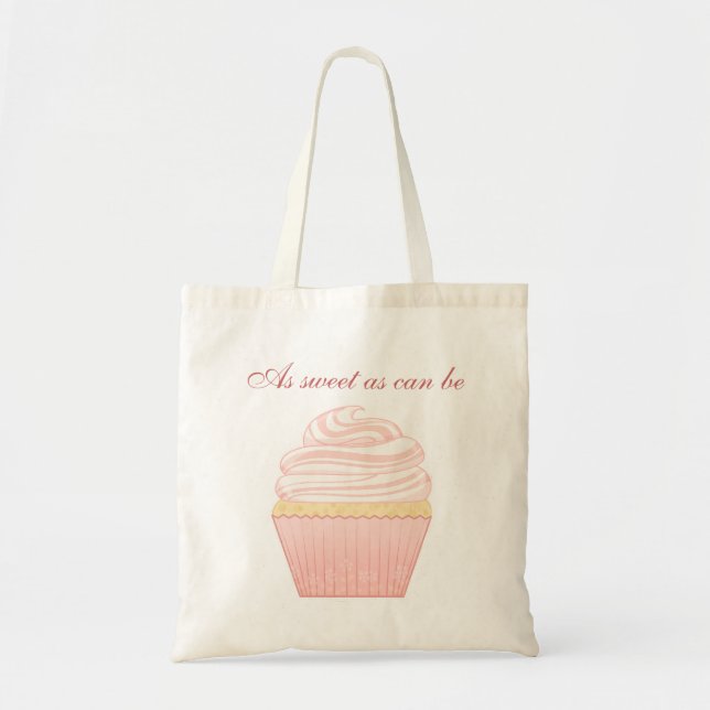 Bolsa Tote Cupcake elegante cor-de-rosa doce (Frente)