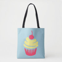Cupcake rosa e amarelo com cereja no topo