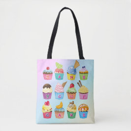 Bolsa Tote Cupcakes Adicione Seu Nome Monograma Delicious