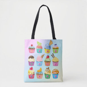 Bolsa Tote Cupcakes Adicione Seu Nome Monograma Delicious