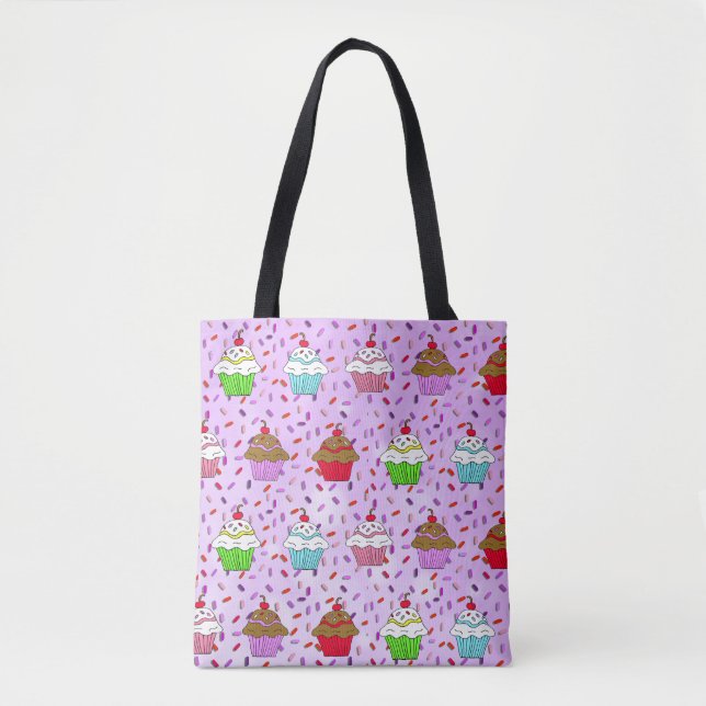 Bolsa Tote Cupcakes brancos e pastilhas doces (Frente)
