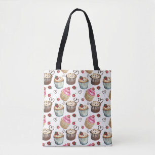 Bolsa Tote Cupcakes de aquarela