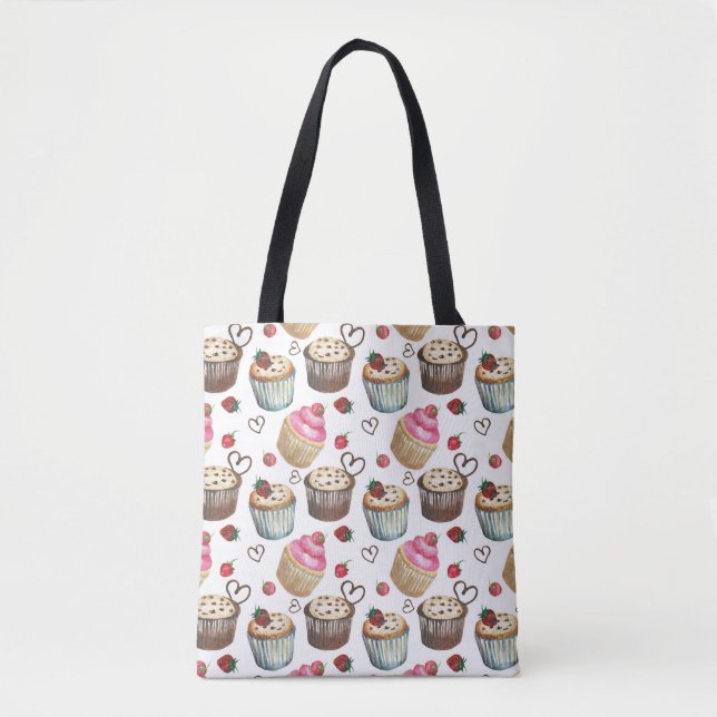 Bolsa Tote Cupcakes de aquarela (Frente)