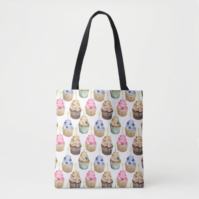 Bolsa Tote Cupcakes de aquarela (Frente)