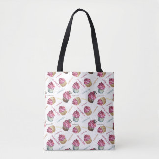 Bolsa Tote Cupcakes de aquarela