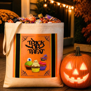 Bolsa Tote Cupcakes de Halloween Doce ou Travessura