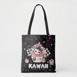Bolsa Tote Cupcakes do crânio de Kawaii