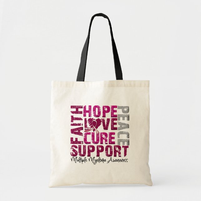 Bolsa Tote Cura do amor da esperança - consciência do mieloma (Frente)