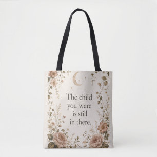 Bolsa Tote Cura do Filho Interior Citação Floral Vintage 