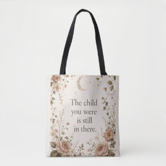 Bolsa Tote Cura do Filho Interior Citação Floral Vintage
