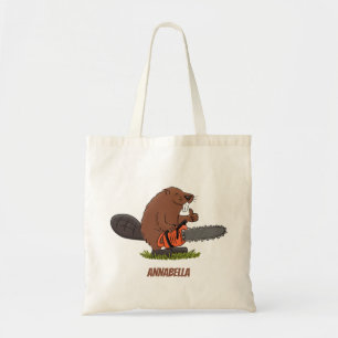 Bolsa Tote Curioso castor com humor de desenho animado