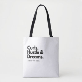 Bolsa Tote Curls Hustle Dreams! Citação de Cabelo Curvo
