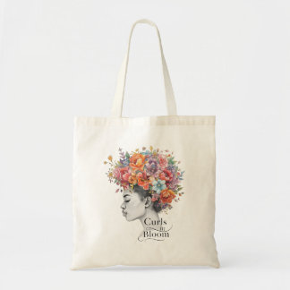Bolsa Tote "Curls in Bloom" Spring Floral Custom Graphic Tote