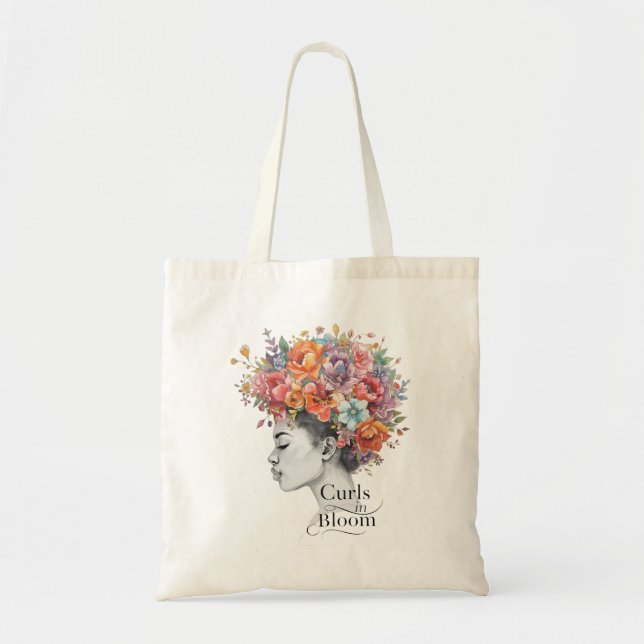 Bolsa Tote "Curls in Bloom" Spring Floral Custom Graphic Tote (Frente)