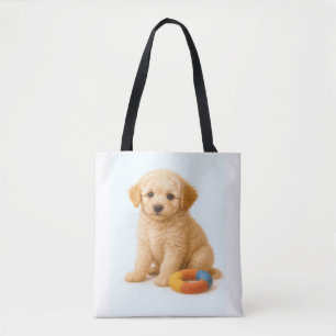 Bolsa Tote Curly Cue - Poodle Puppy com Plush Ring Toy