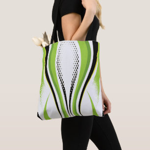 Bolsa Tote Curva abstrato verde branca e preta