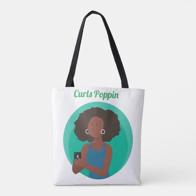 Bolsa Tote Curvas de Cabelo Natural Afro (Verso)
