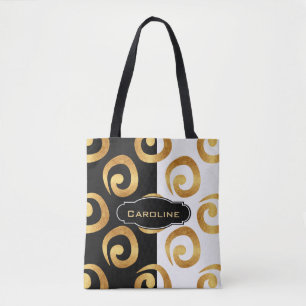 Bolsa Tote Curvas de Ouro de Glam com Monograma Personalizado
