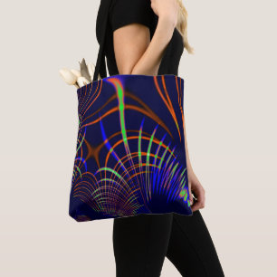 Bolsa Tote Curvas pontiagudas de verde limão a coral e azul