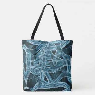 Bolsa Tote Curvas sobrepostas como fita, alivio neon azul