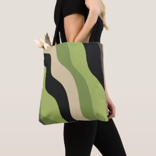 Bolsa Tote curvas verdes, pretas e beges coloridas